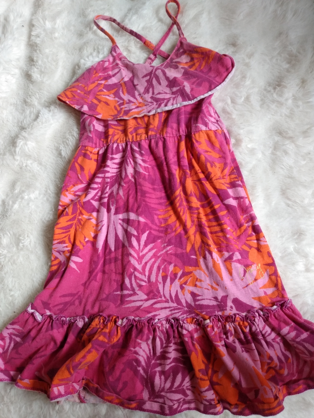Juicy Couture Pink & Orange Tropical Print Sundress